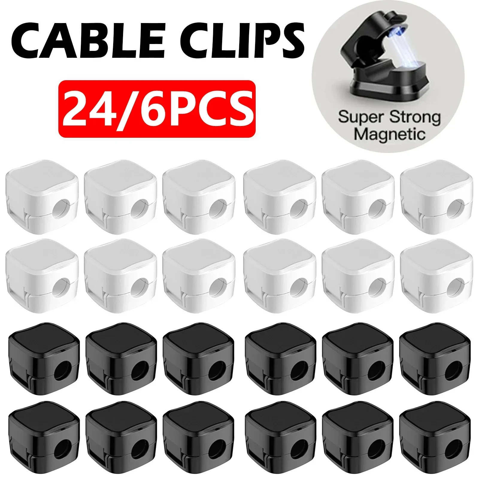 Wall Anchor Plastic - 6/12/24PCS Magnetic Cable Organiser Clips Cable
