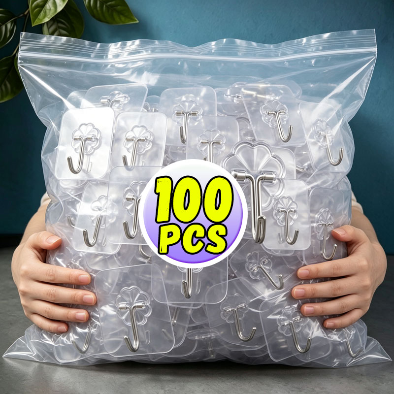 Wall Anchor Plastic - Strong Self Adhesive Hooks Heavy Duty