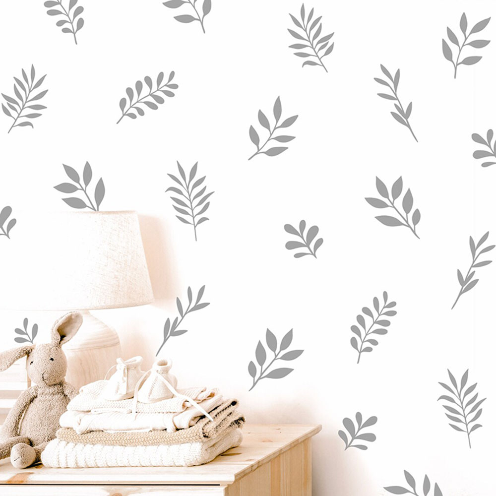 Vinyl Floor Plank - 41Pcs Botanical Leaf Wall Sticker Playroom