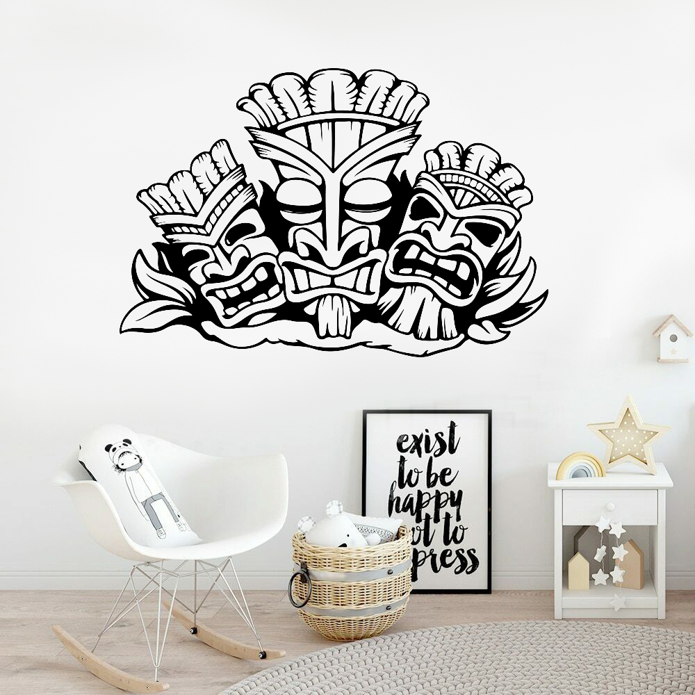 Hawaiian Totem Wall Sticker Al - Vinyl Floor Plank ulasan dan harga