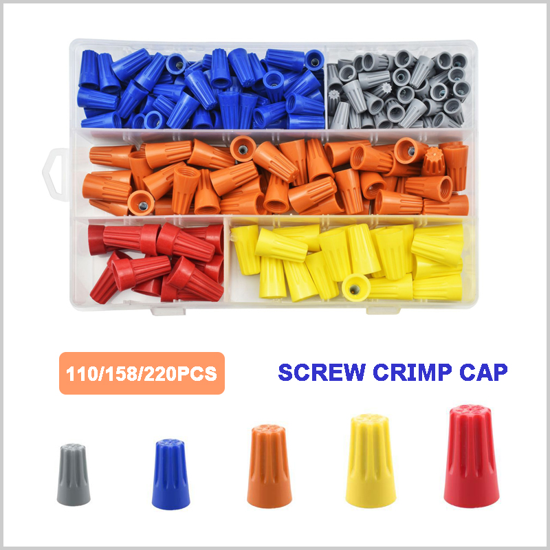 110/158/220Pcs Screw Crimp Cap - Wire Connector Cap ulasan dan harga