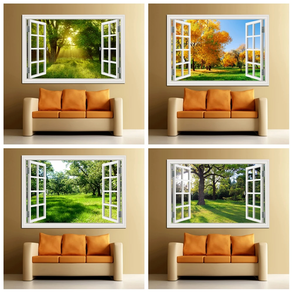 Forest 3D Window Landscape Wal - Vinyl Floor Plank ulasan dan harga