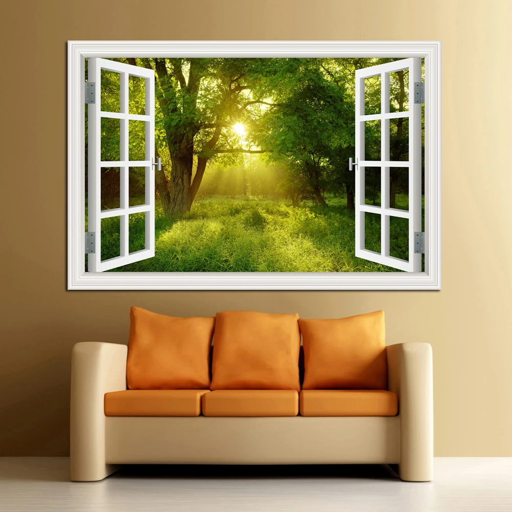 Forest 3D Window Landscape Wal - Vinyl Floor Plank ulasan dan harga