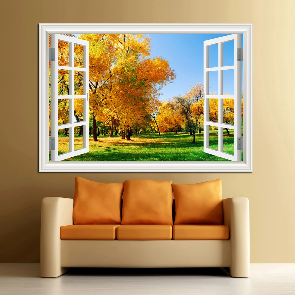 Forest 3D Window Landscape Wal - Vinyl Floor Plank ulasan dan harga