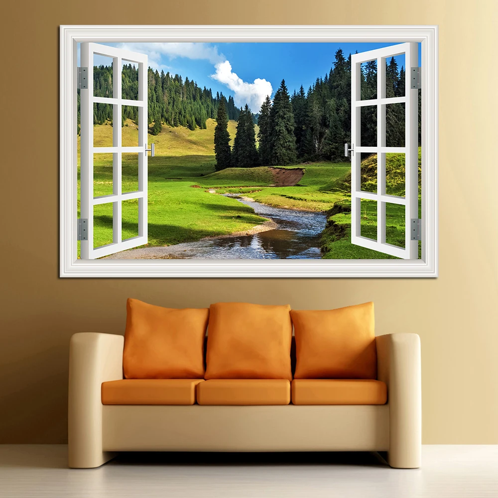 Forest 3D Window Landscape Wal - Vinyl Floor Plank ulasan dan harga