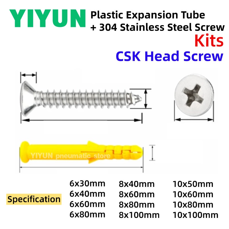 5-40 Kits M6 M8 M10 Yellow Pla - Wall Anchor Plastic ulasan dan harga