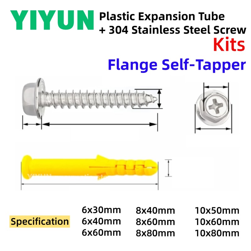 5-40 Kits M6 M8 M10 Yellow Pla - Wall Anchor Plastic ulasan dan harga