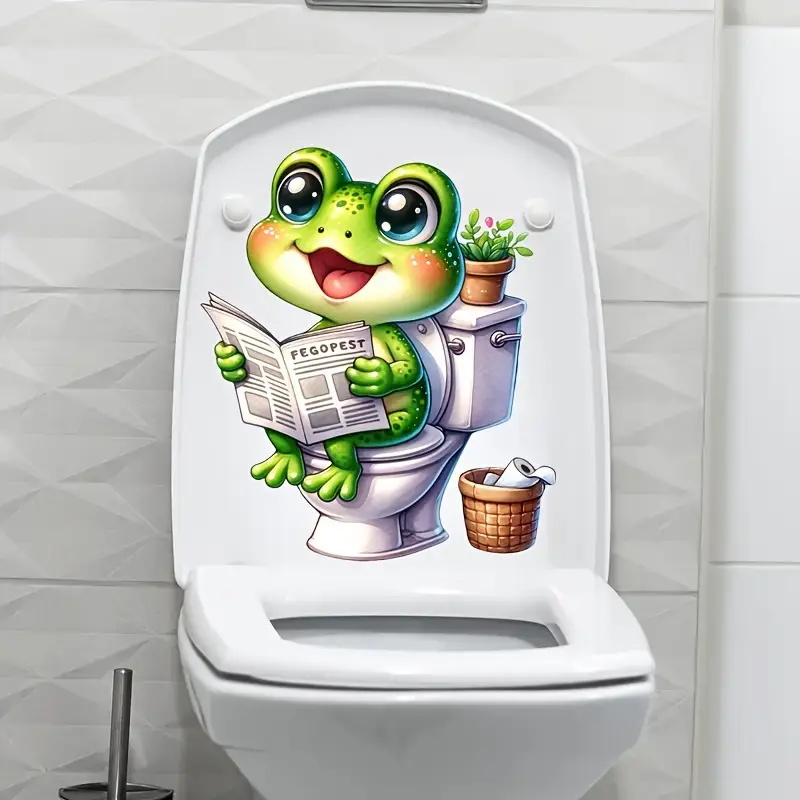 Frog on Toilet Reading Newspap - Vinyl Floor Plank ulasan dan harga